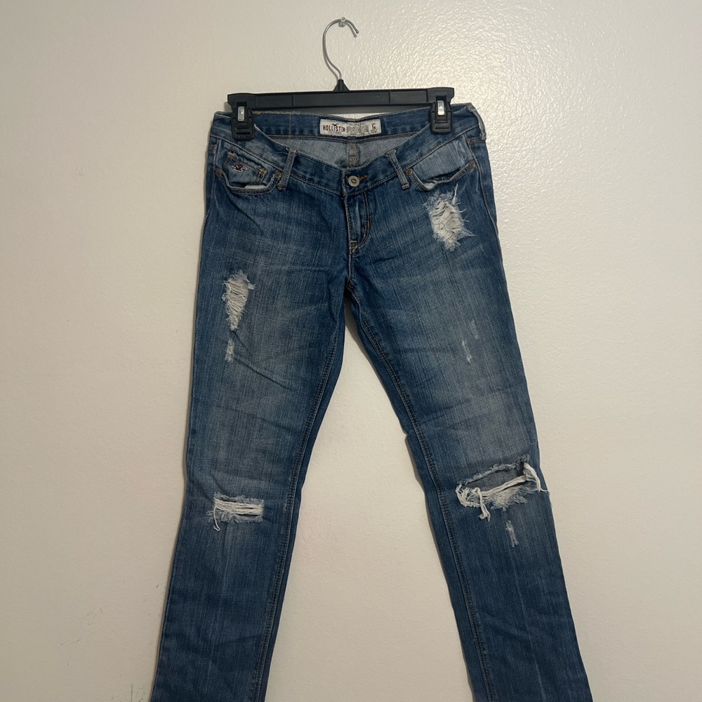 Blue Distressed Women's Lowrise Hollister Jeans